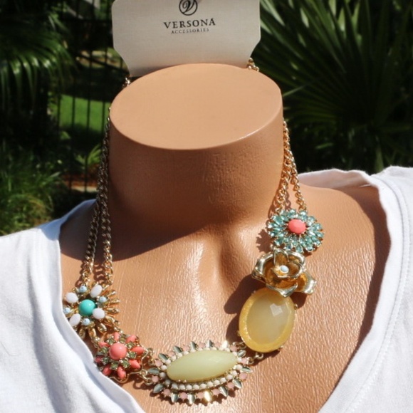 NEW Versona Boho Statement Rhinestone Necklace - Picture 6 of 6